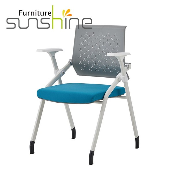Hot Sale Plastic Tilt Backrest Office Chair Foldable Training Chair With Movable Armrest