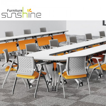 Modern Office Furniture Americana Fabric Folding Chair Office Chair With Wheels Sliding Armrest