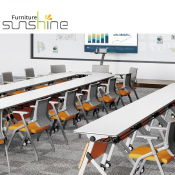 Modern Office Furniture Americana Fabric Folding Chair Office Chair With Wheels Sliding Armrest