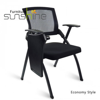 Office Furniture Conference Office Chair Meeting Training Mesh Chair With Writing Pad And Wheels