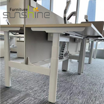 Nouveau bureau de conception face à face bureau debout 4 pieds 3 segments 4 moteurs cadre de bureau électrique réglable