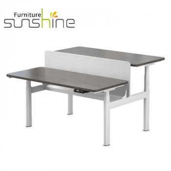 Mesa de mecanismo de escritorio ajustable en altura de diseño de Guangzhou, escritorio de oficina cara a cara para 4 personas