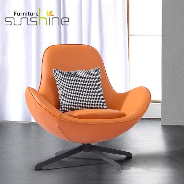 Kunstmöbel Moderner Freizeitstuhl Moderner eiförmiger Sessel aus Leder für Wohnzimmersofa