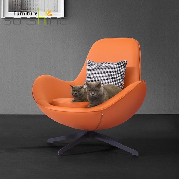 Chaise tournante de sofa de tissu de forme d'oeufs Chaises de salle à manger de tissu de conception de l'Italie
