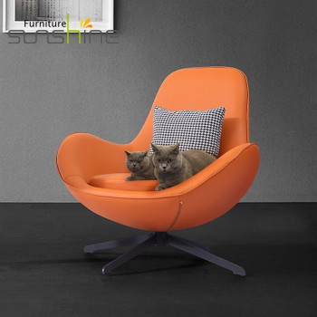 回転卵形ファブリックソファチェアイタリアデザインファブリックダイニングチェア