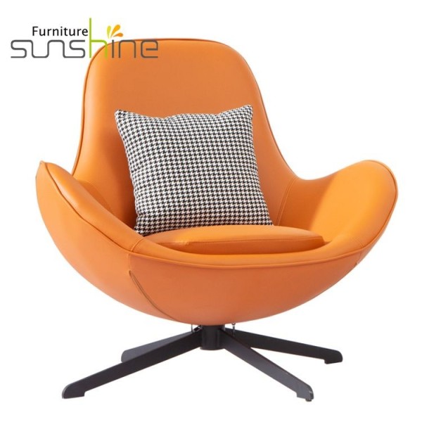 Cadeiras giratórias contemporâneas em formato de ovo para sala de estar com encosto alto e sofá individual