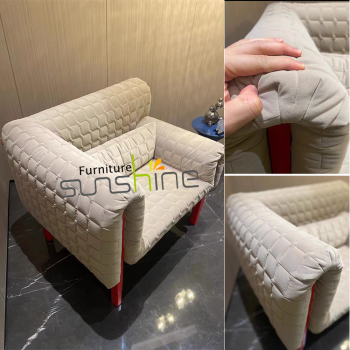 Italienisches modernes Design-Stoffsofa, Wohnzimmermöbel, hohe Schwammstoff-Massivholzstuhl-Sofas