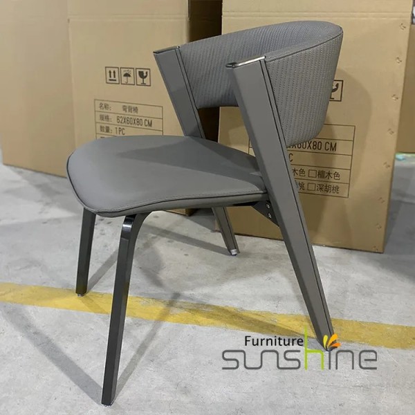 Luxury Hotel Villa Design Leather Upholstered Steel Leg Restaurant Chair Fabric Dining Table Chair For Dining Rooms