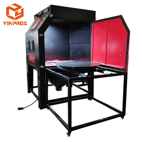 semi auto sand blasting machinery single work station sandblaster cabinet