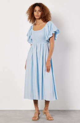 Puff Sleeve Milkmaid Midi Dress