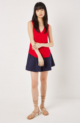 Chevron Textured Sleeveless Blouse