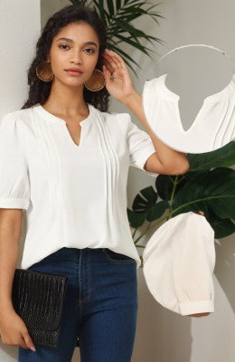 Camicia da lavoro a maniche lunghe, camicetta da ufficio casual da ufficio