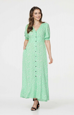 12 PUFF SLEEVE MAXI DRESS IN GREEN