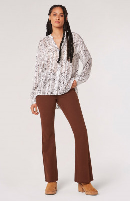 Bedrukte lurex chiffon blouse