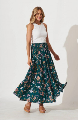 ターナー マキシスカート エメラルド マルチフローラルプリント