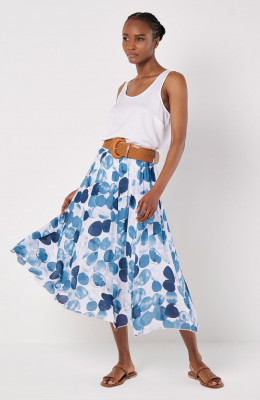 Slub Shimmer midi-rok met abstracte print