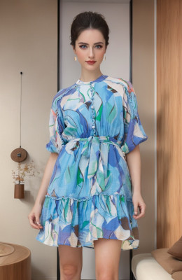 VESTIDO CURTO COM ESTAMPA ABSTRATA ERIS