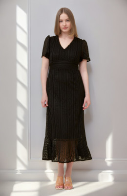 Vestido midi de renda Godiva