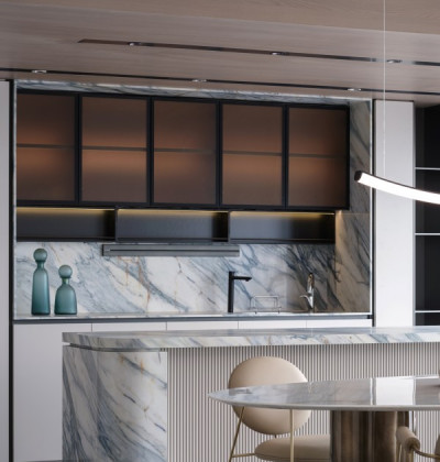Wood Grain Modern Minimalist Custom Kitchen Cabinets