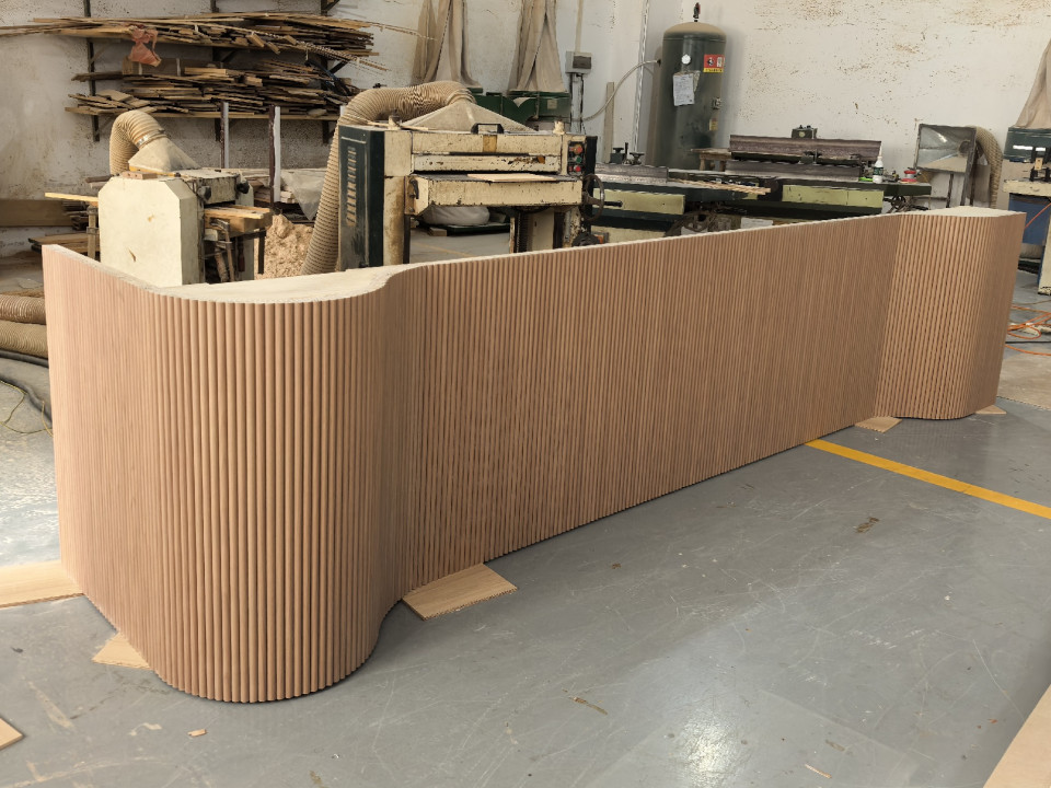 Bespoke Curved Fluted Kitchen Island Bench | DCR Joinery Melbourne