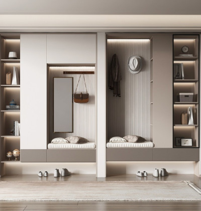 Fluted Panel Modern Entrance Hall Storage Cabinet