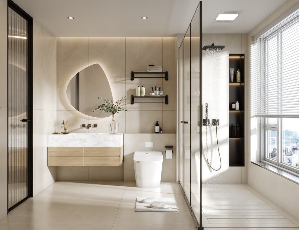 Modern Solid Wood Double Sink Bathroom Vanity