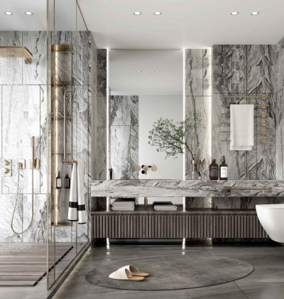 Modern Solid Wood Double Sink Bathroom Vanity