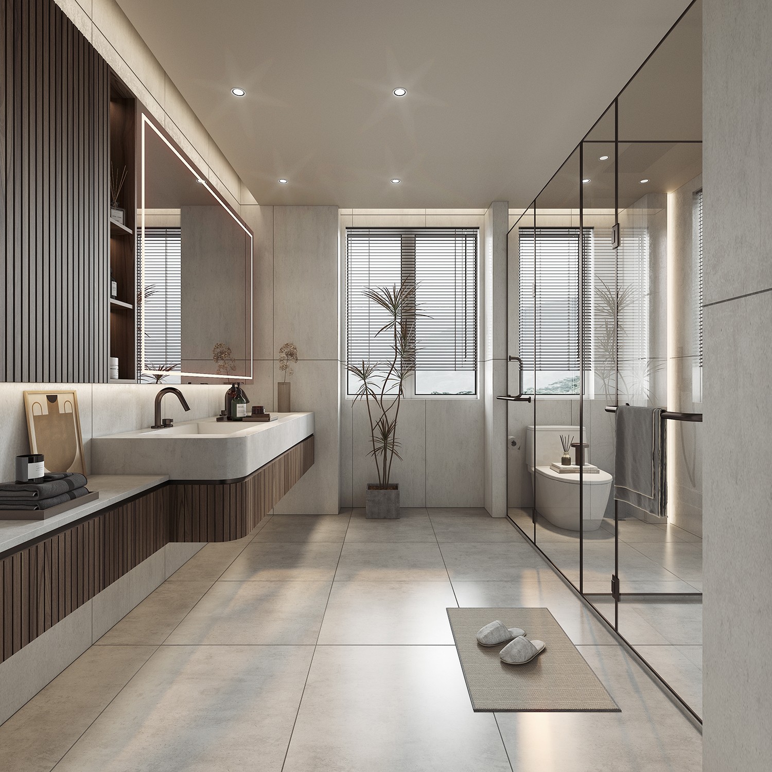 Modern Solid Wood Floating Bathroom Vanity