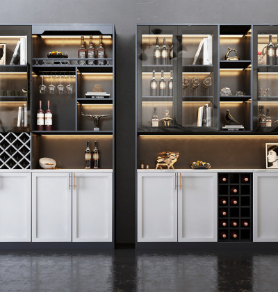 Modern Built in Solid Wood Wine Cabinet