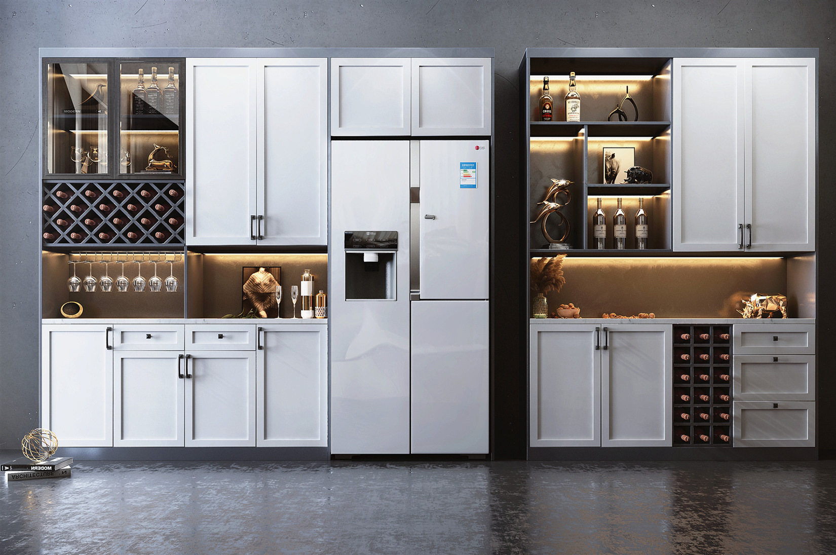Modern Walk in Wine Room Custom Wine Cabinet