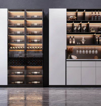 Modern Freestanding Solid Wood Wine Cabinet