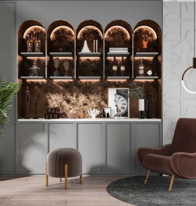 Modern Freestanding Solid Wood Wine Cabinet