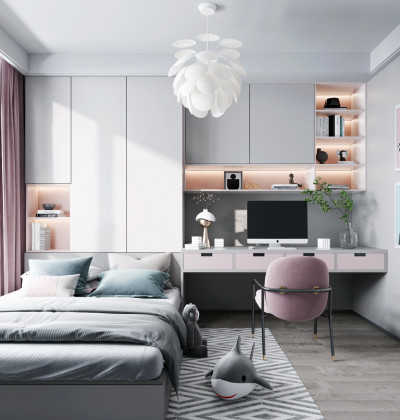 Bedroom Wall Storage Cabinet Wardrobe Desk Bookshelf Combination Furniture