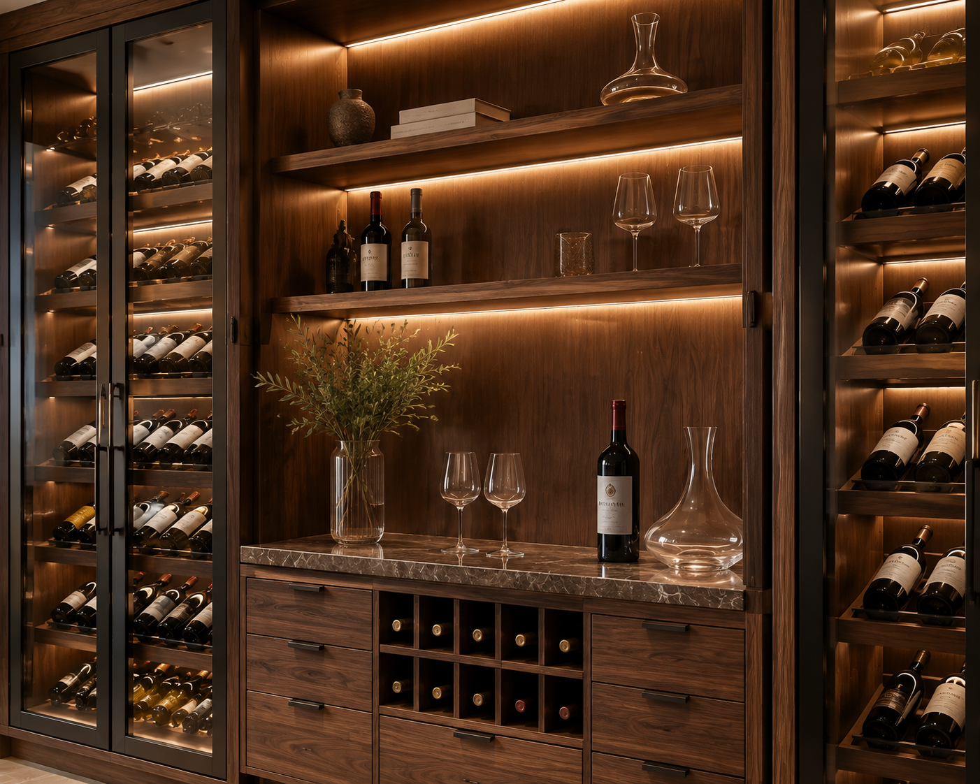 Custom Solid Wood Wine Cabinet Ideas for Luxury Homes