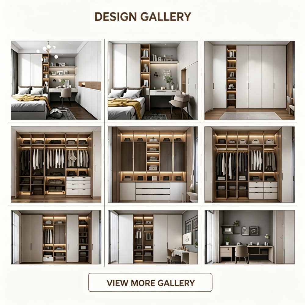 Custom Bedroom Wardrobe with Desk & Storage Built-in Wall Unit