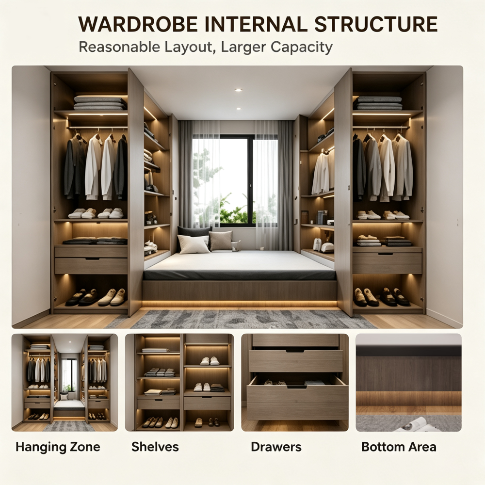 Home Study Bedroom Combo Wall Furniture Wardrobe And Desk Unit