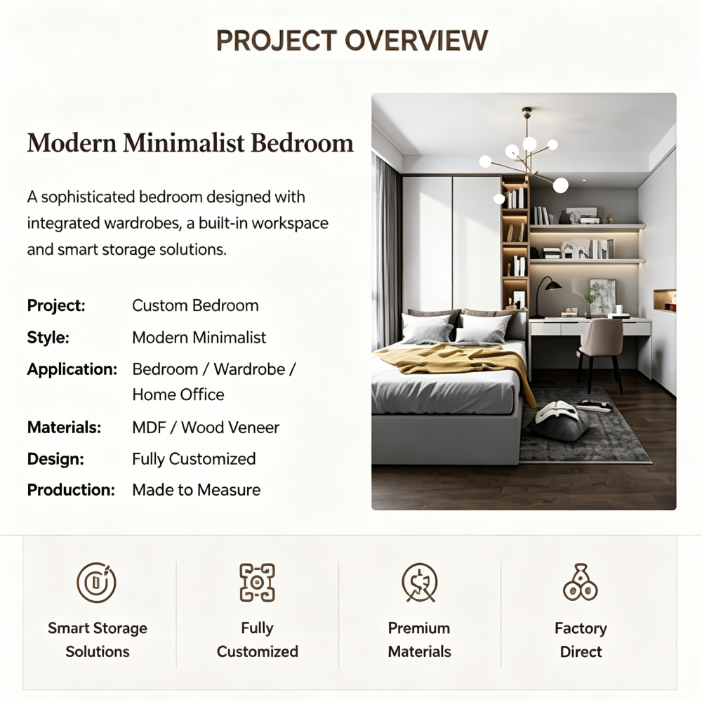 Custom Bedroom Wardrobe with Desk & Storage Built-in Wall Unit