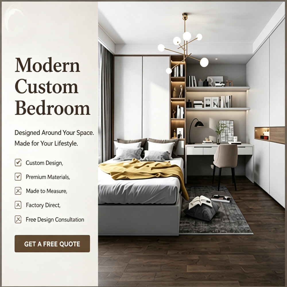 Custom Bedroom Wardrobe with Desk & Storage Built-in Wall Unit