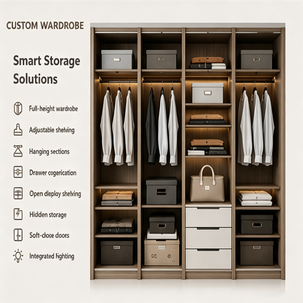 Full Wall Bedroom Cabinet Wardrobe Desk and Bookcase Unit