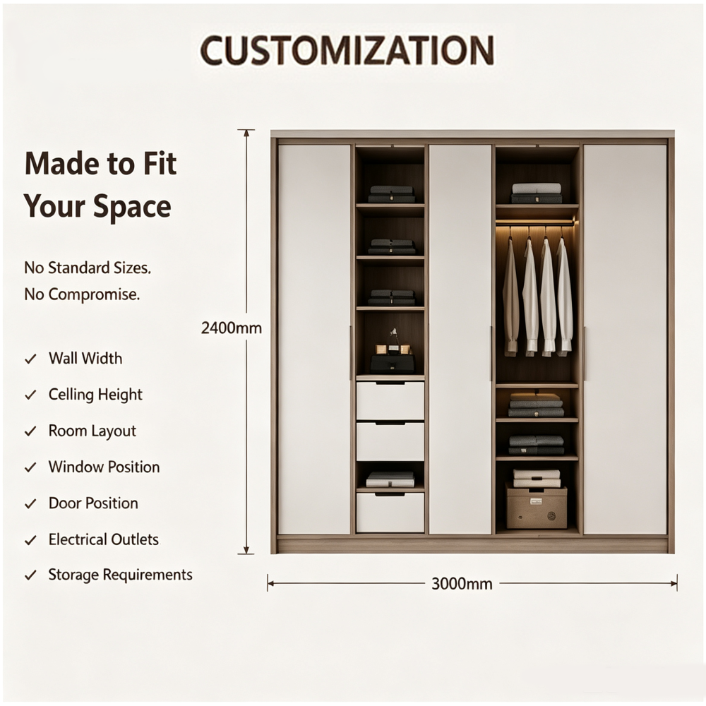 Full Wall Bedroom Cabinet Wardrobe Desk and Bookcase Unit