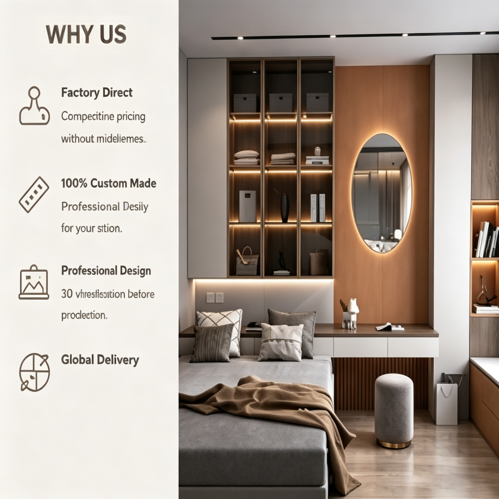 Wall Mounted Bedroom Furniture Wardrobe Desk and Shelving Unit