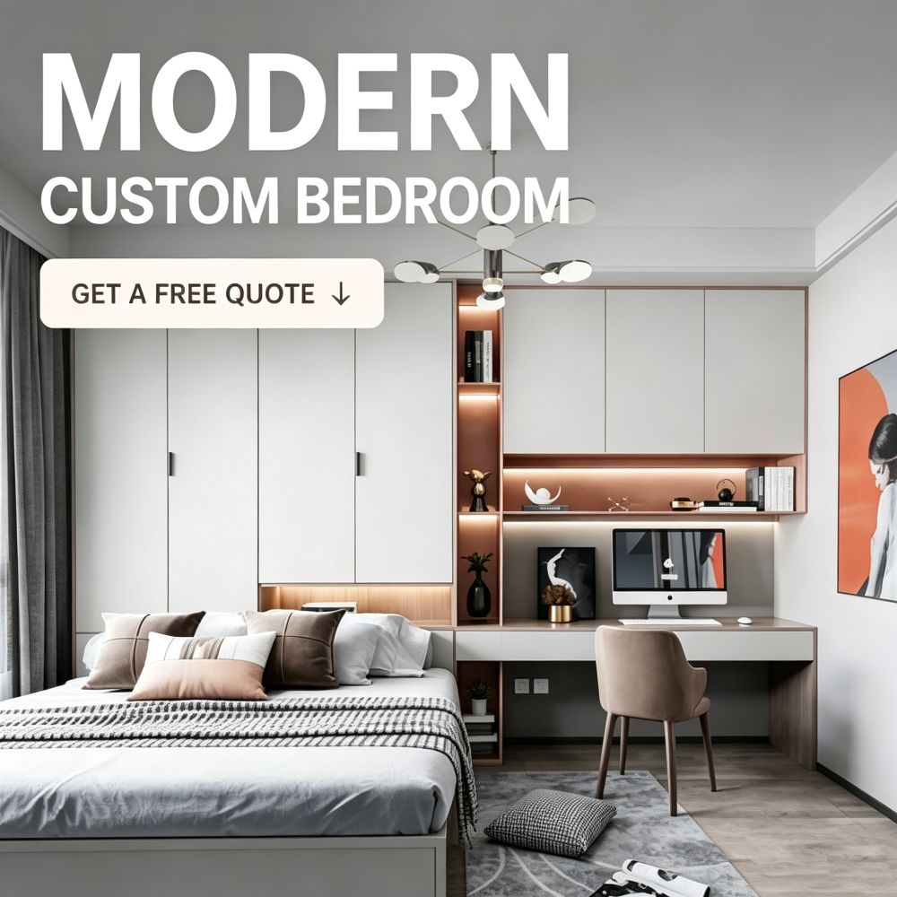 Uilt in Bedroom Cabinet Wall Storage Wardrobe with Work Station