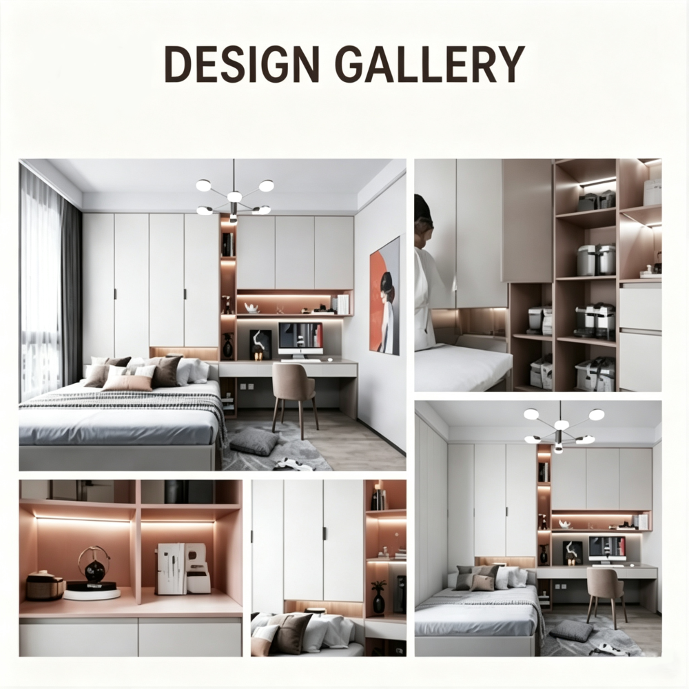 Uilt in Bedroom Cabinet Wall Storage Wardrobe with Work Station