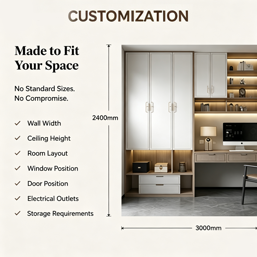 Space Saving Bedroom Storage Furniture Wall Wardrobe Desk Set