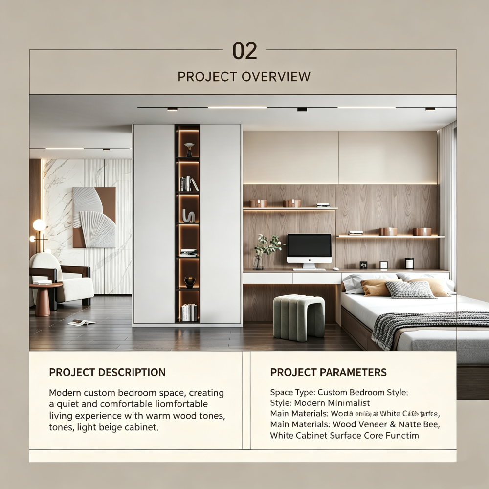 Bedroom Storage Set with Workstation Wardrobe and Open Shelves