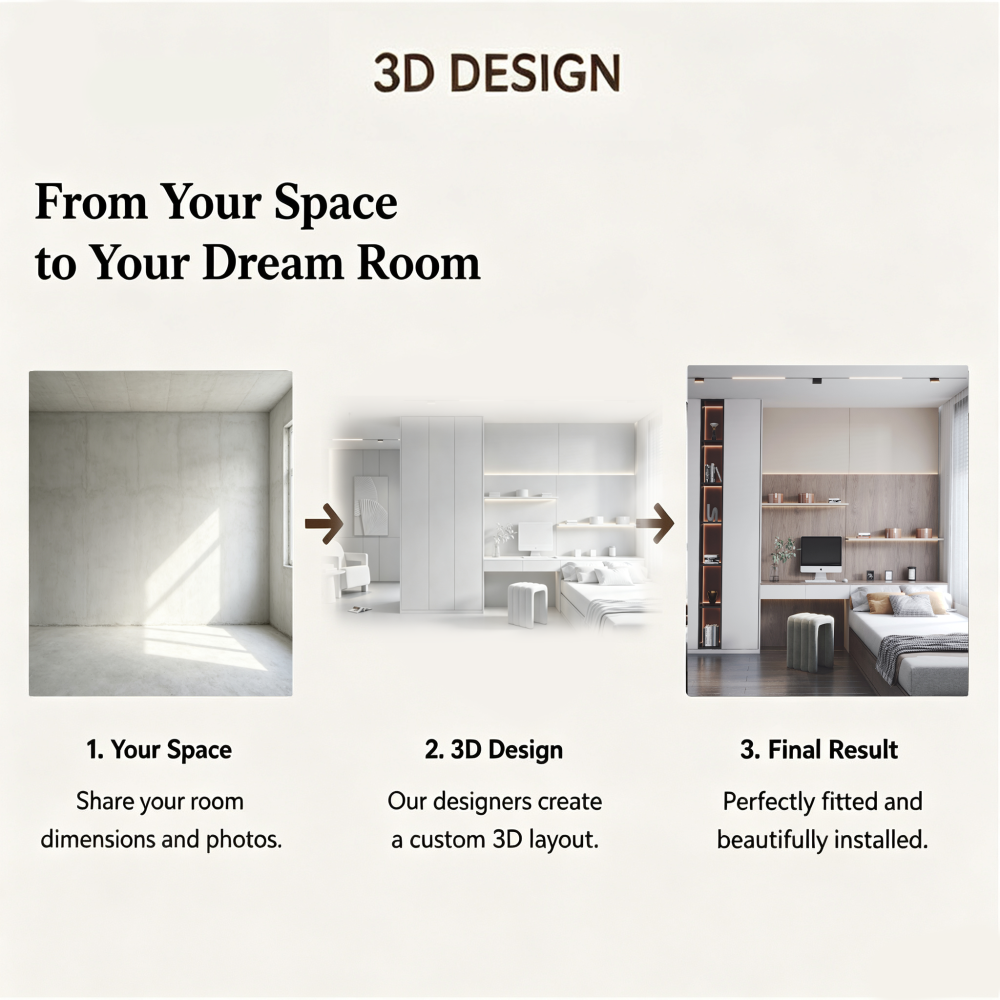 Bedroom Storage Set with Workstation Wardrobe and Open Shelves
