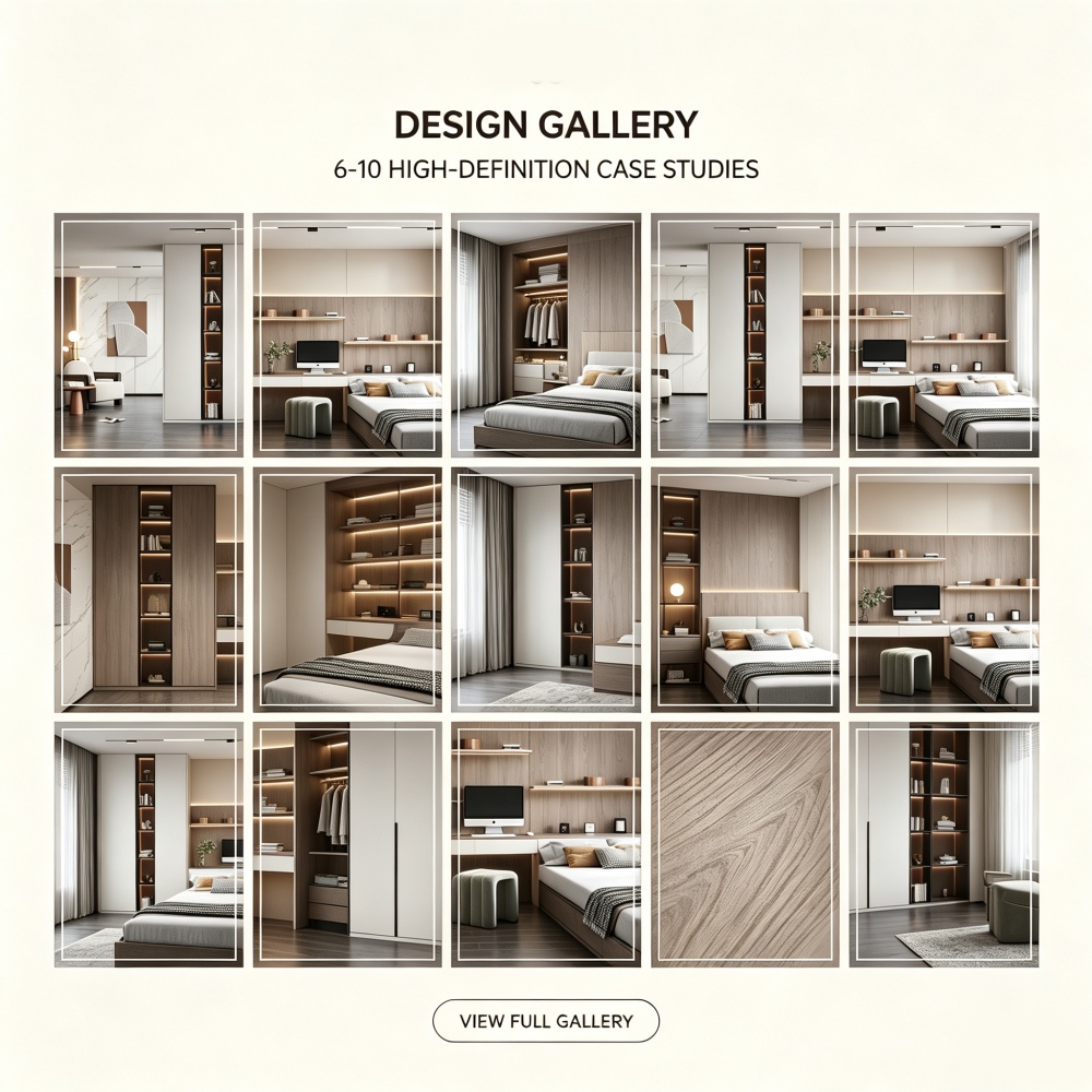 Bedroom Storage Set with Workstation Wardrobe and Open Shelves