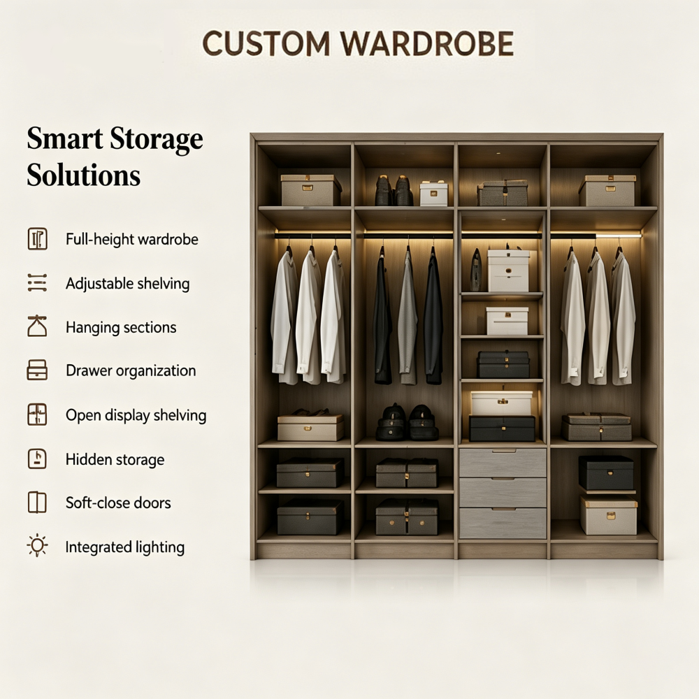 Space Saving Bedroom Storage Furniture Wall Wardrobe Desk Set