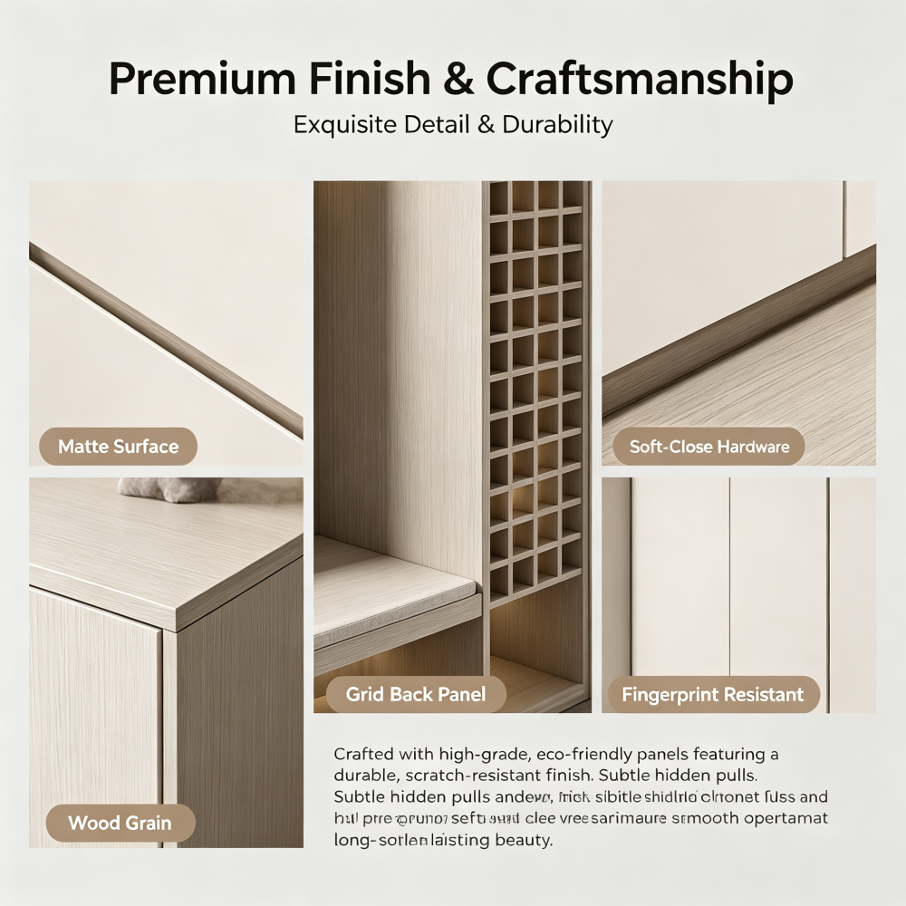 Cream Style FloatingEntryway Shoe CabinetWith LED Strip