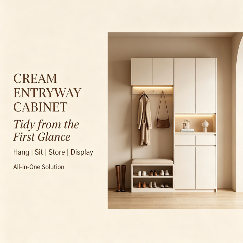 Modern Light Luxury Entryway Shoe Cabinet With Glass Display